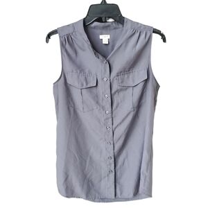 J. Crew Sleeveless V Neck Button Up Top Size 8